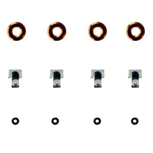 Injector Washer Kit to suit Mitsubishi Triton / Pajero Sport 2.4L 4N15 with four copper washers on the top and four metal brackets