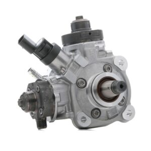 A high-pressure Diesel Fuel Pump to suit Audi A6, A7, SQ5 & Porsche Panamera 2013-2018, featuring metal housing and multiple connectors, isolated on a white background.